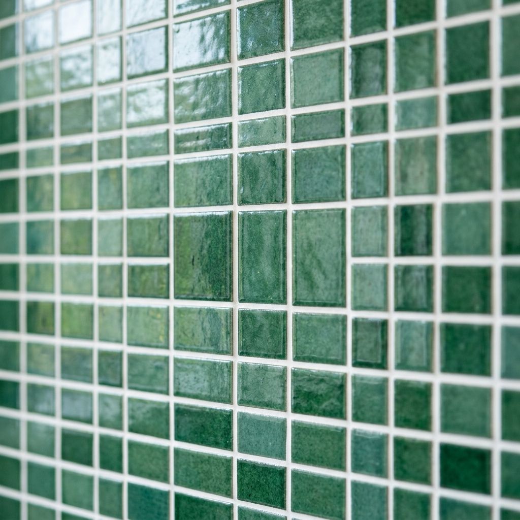 Mosaikfläche als Akzent in der Dusche (Platzhalter-Stockfoto)